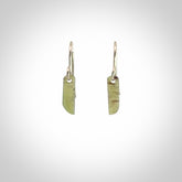Hand carved small New Zealand jade drop earrings. Made by NZ Pacific from real jade.